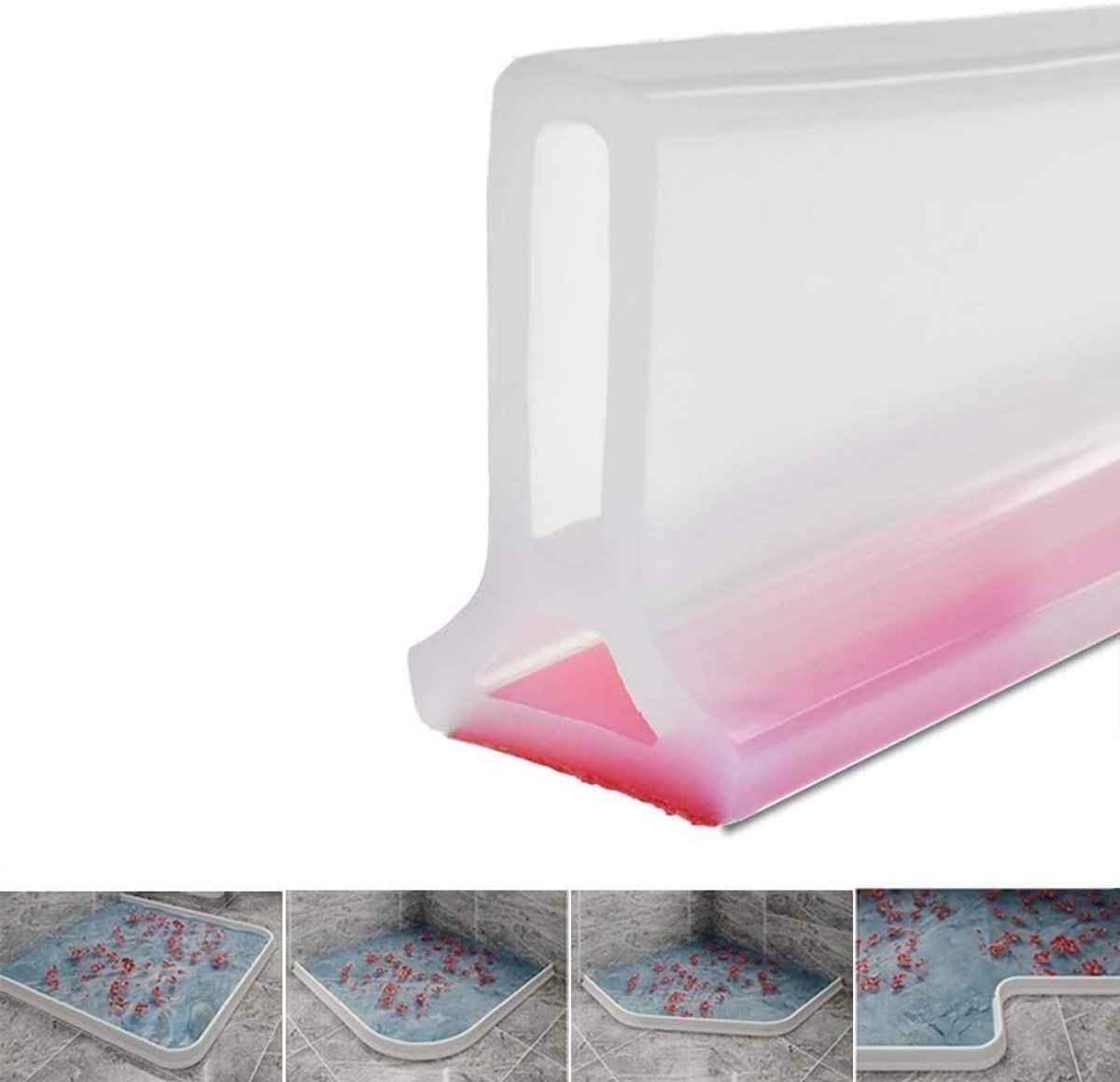 natte ruimte badkamer vloerafdichting Screen deurafdichting Strip douchedam Voorkomt overstroming van water | Waterdichte zelfklevende en buigzame (100 cm,Transparant)