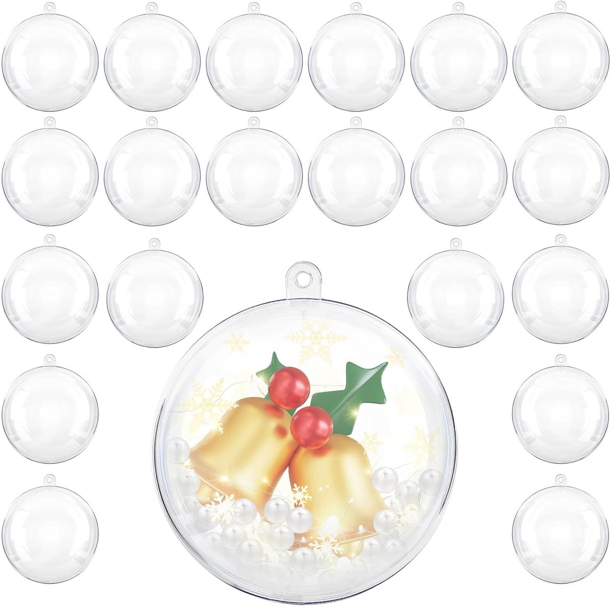 Kerstballen decoraties duidelijk ronde glas vulbare plastic ambachtelijke ballen ornamenten (8 cm)