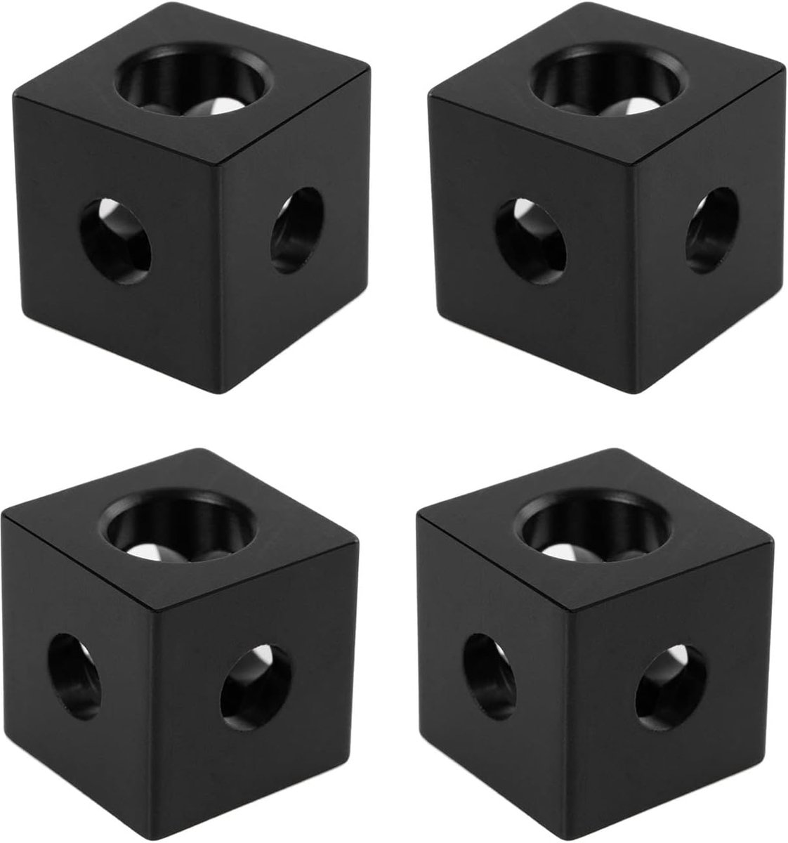 4 stuks 3-weg hoekhoekkubus, kubus, hoekverbinders van aluminium 20 x 20 x 20 mm, zwart, voor alle 2020-serie V-sleuf extrusieprofielen