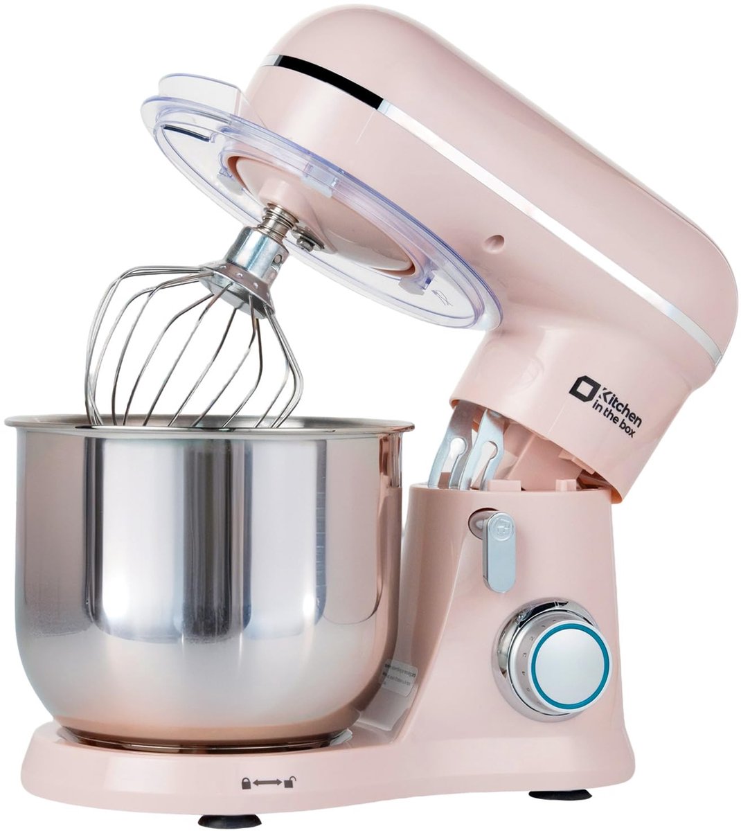 SnelShoppen - Kitchen in the box Keukenmachine 3,5L - Kleine Kneedmachine met 10 Snelheden, Roze Deegmachine met Kneedhaken, Garde en Klopper - Ideaal