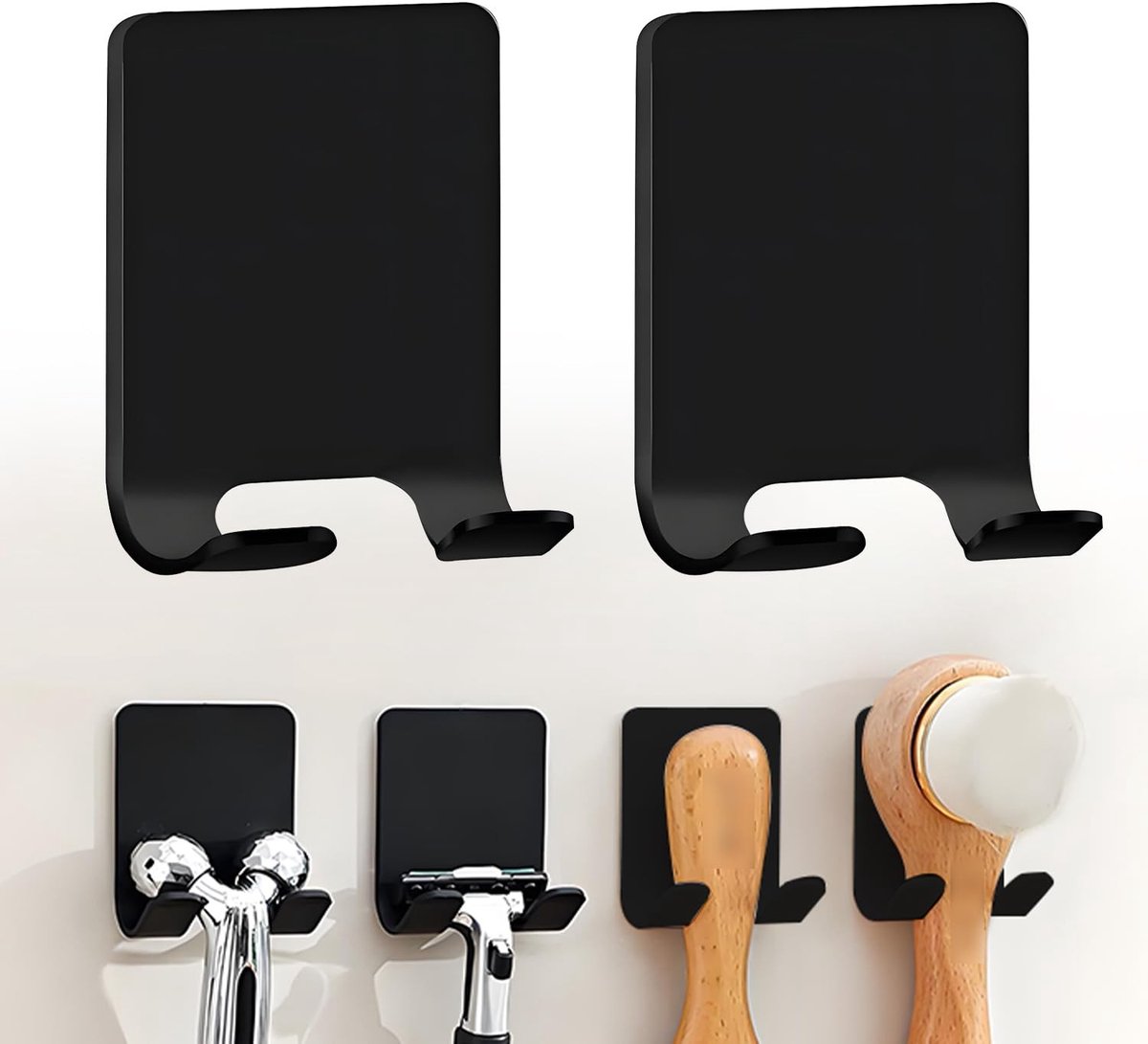 Dailygoods- Scheerhouder Roestvrij Staal - Zelfklevende Haak - Douche/Scheermesjeshouder - 2 Stuks - Antislip - Duurzaam/Schokbestendig