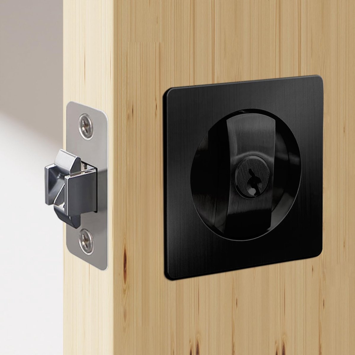 Dailygoods- Schuifdeurslot onzichtbaar - Privacyslot - Vergrendelingshendel - Inbouw - Hout - Geschikt voor deuren 35-50 mm dik - Deurslot