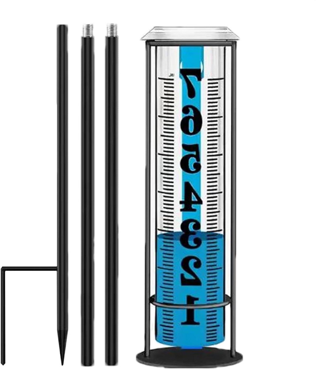 Tuinregenmeter - Regenmeter met pin - Tuinonderhoud bijhouden - Nauwkeurige metingen - 27 cm hoog - Transparant