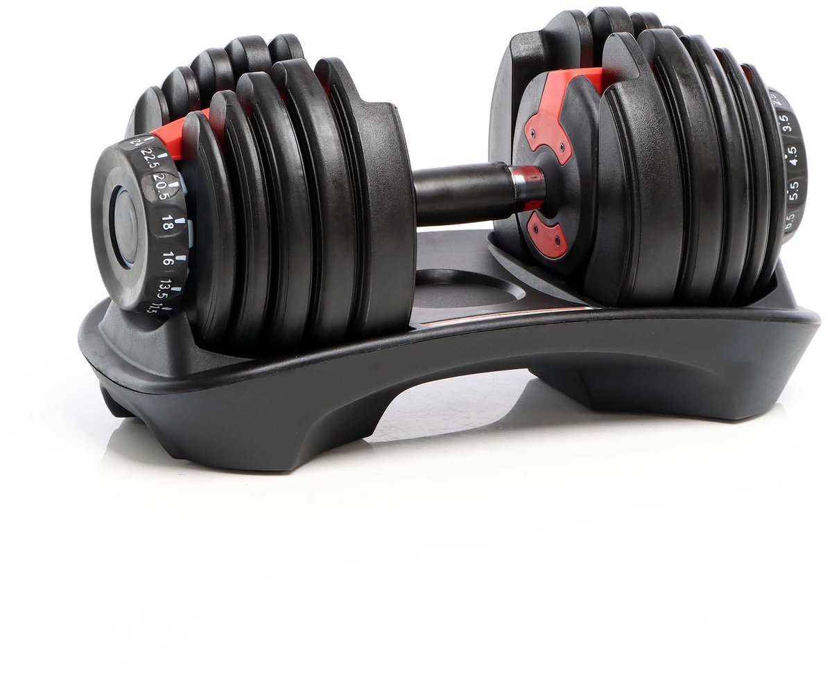 SnelShoppen - LUXTRI verstelbare halter met draaimechanisme, instelbare dumbell van 2,5 tot 24 kg, ideale krachttrainingsset voor thuis, fitness halte