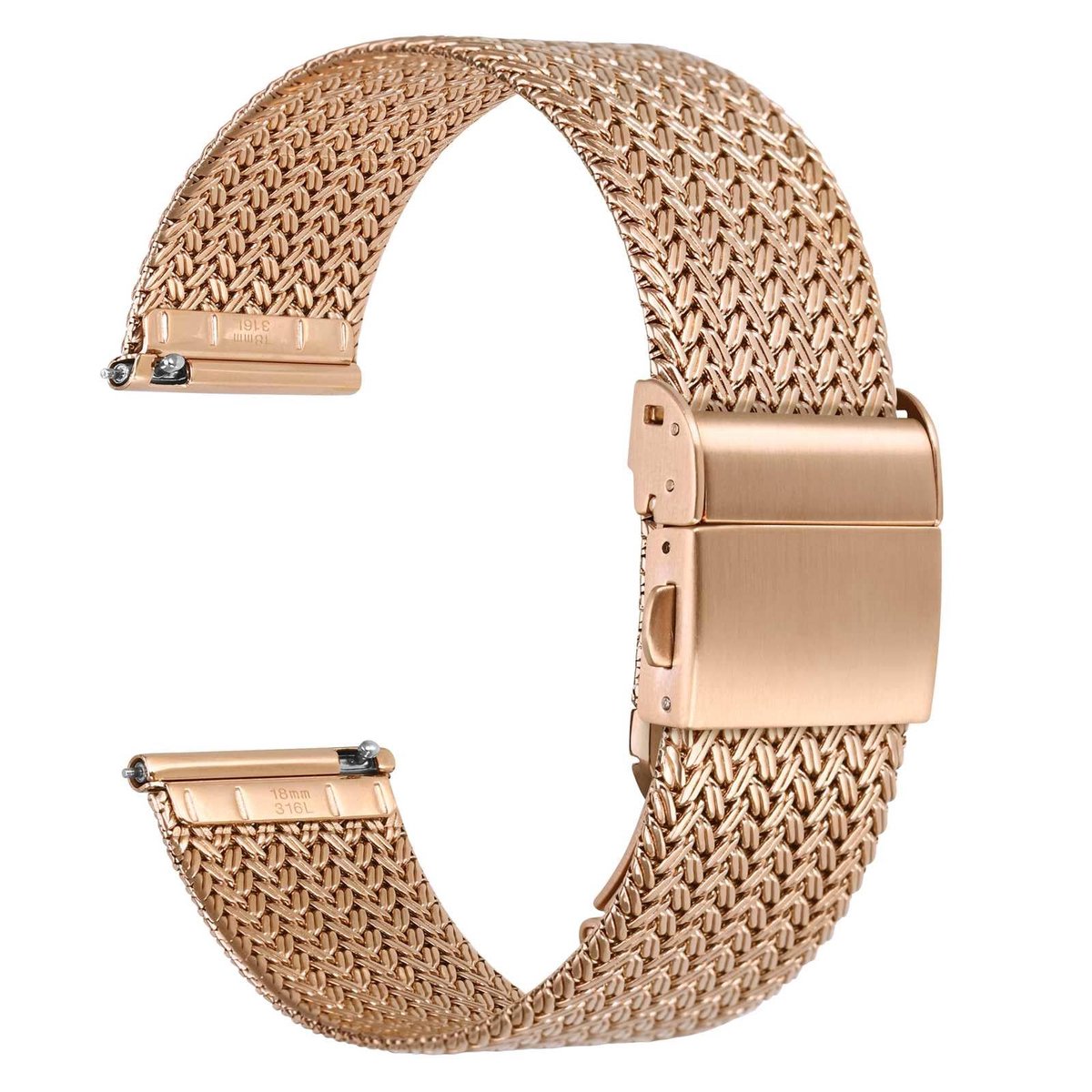 Dailygoods - 22mm Elite Metalen Horlogeband voor Heren en Dames - Roestvrij Staal, Snelsluiting