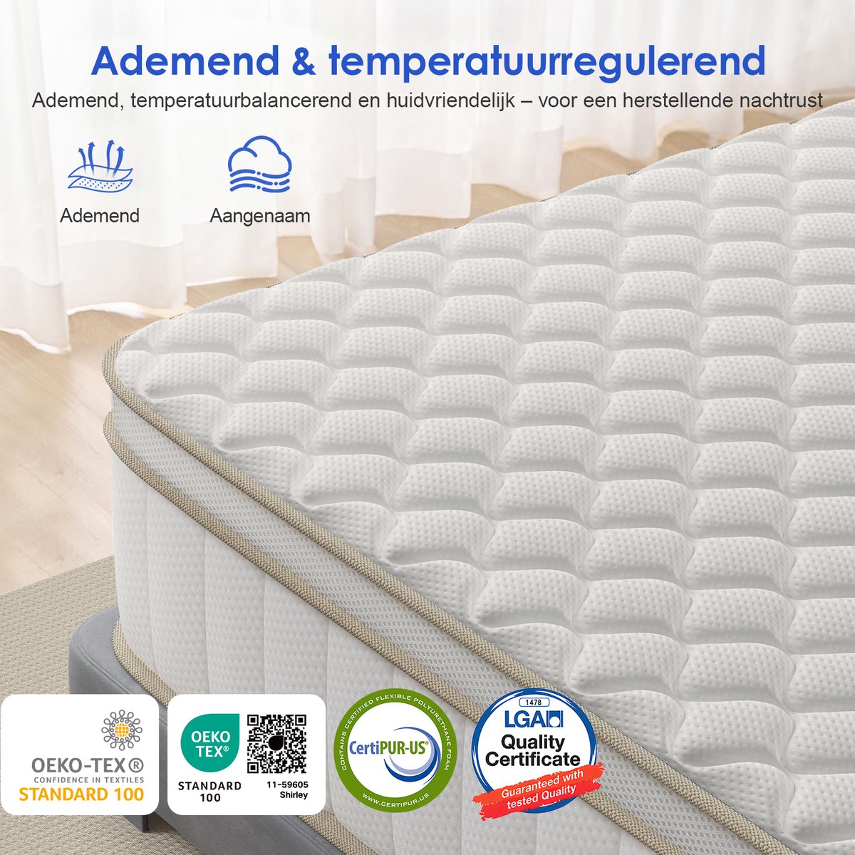 Lexzurn Matras 90 x 200 cm - Pocketvering Matras thumbnail 4