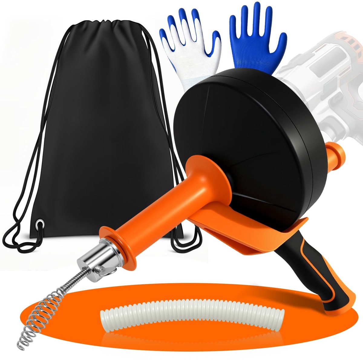 Dailygoods - Rohrreinigingsspiraal 10M - Afvoerreinigerspiraal met Booropzetstuk