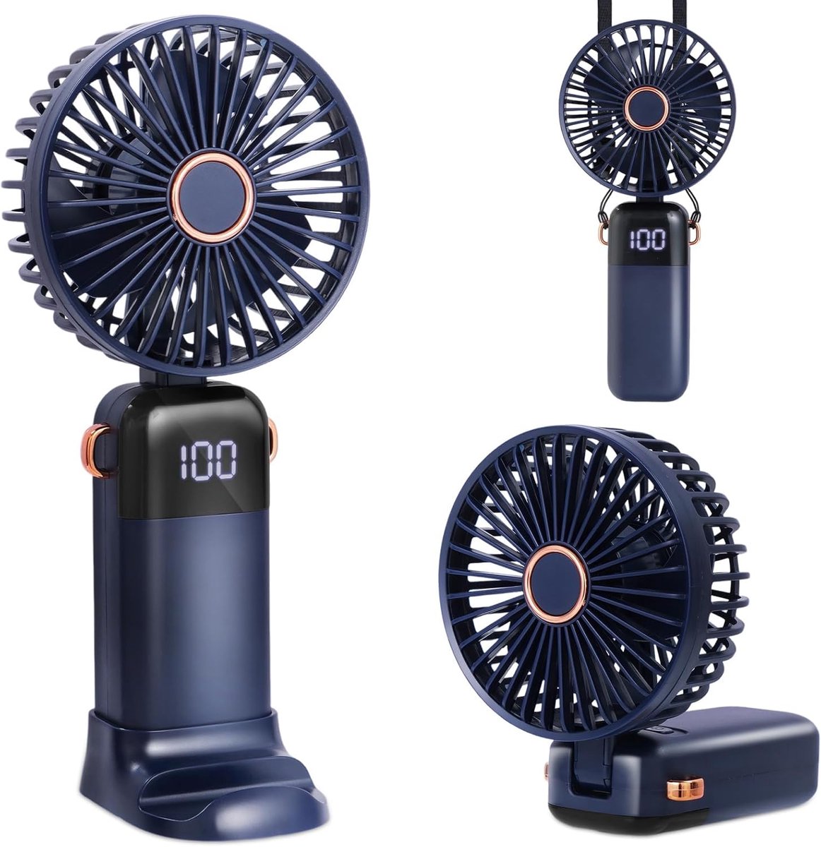 SnelShoppen - Mini Handventilator 3000 mAh - Oplaadbare Draagbare Ventilator - Stil en Compact - 5 Snelheden - Perfect voor Kantoor, Kinderen en Buite