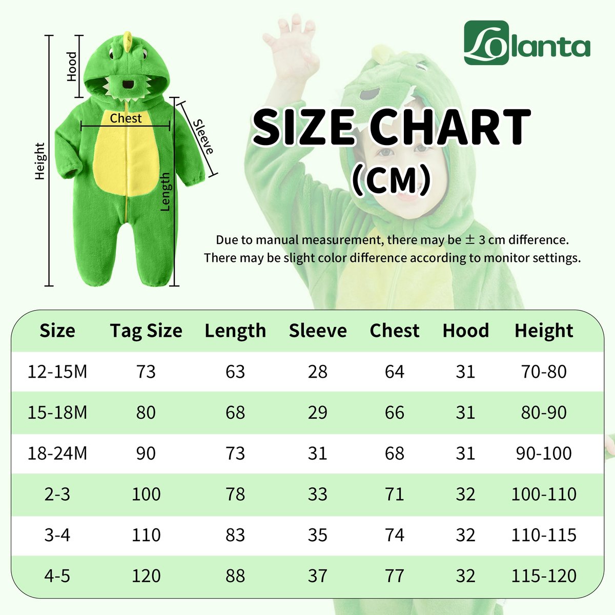 SnelShoppen - Drakenkostuum Dinosaurus Baby Jongens Meisjes Onesie Jumpsuit Pak Kostuum Fancy Dress 12-17 maanden 73-83 cm Verjaardagscadeau Kerstcade