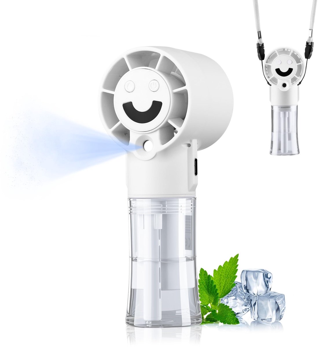 SnelShoppen - Draagbare Mini Handventilator met Waterkoeling - USB Oplaadbare Ventilator - 4 Snelheden - Zakventilator voor Leren, Kantoor, Reizen - W