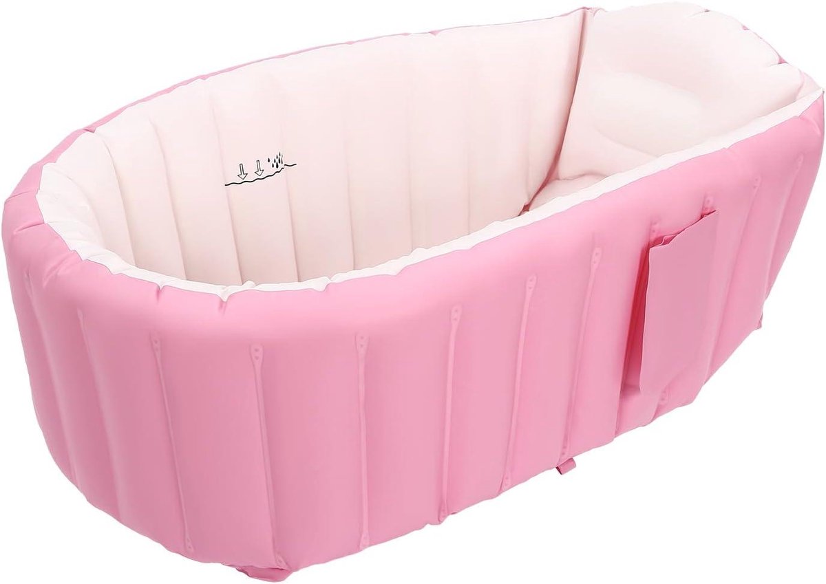 Opblaasbaar Babybad - Kinderbadje Opvouwbaar - Veilig Wassen - Antislip Ontwerp - 98 x 64 x 28 cm - Roze