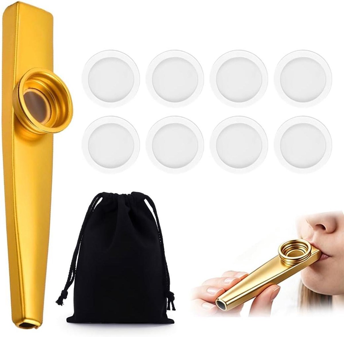 Aluminium Kazoo - Mondharmonica Instrument - Muziek Maken - Eenvoudig te Leren - 12 cm - Goud