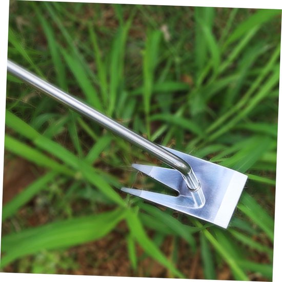 Tuin Weder Tool - Wortelverwijderaar Hark - Onkruid Verwijderen - Roestvrij Staal - 36 cm - Zilver — afbeelding 2