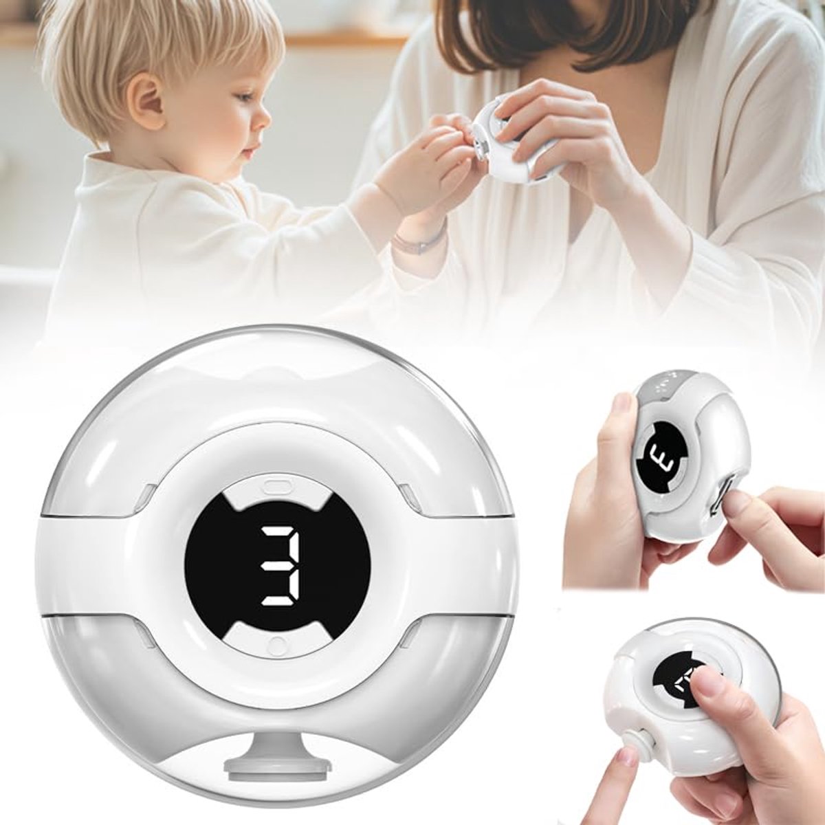 SnelShoppen - Elektrische Nagelknipper 2-in-1 met LED, 3 Snelheden, Stil Ontwerp, Lange Gebruiksduur voor Baby's, Kinderen, Volwassenen en Senioren