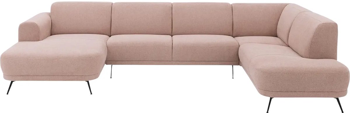 Goossens Shallow hoekbank - Stof - Roze - 359 x 84 x 219 cm