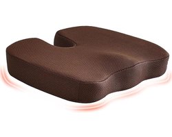 Autozitkussen Traagschuim - Stoelverhoger Volwassenen - Comfortabel Autorijden - Ergonomisch Ontwerp - 45 x 35 x 7 cm - Bruin