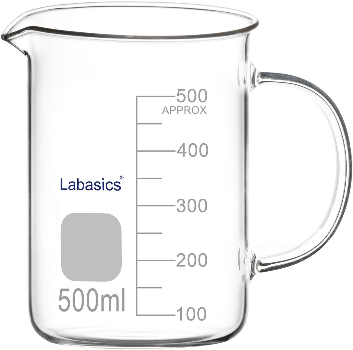 SnelShoppen - Labasics Glas Maatbeker 500 ml - G3.3 Borosilicaatglas - Transparante Maatbeker met Handvat en Tuit - Keuken Accessoire voor Koken, Bakk