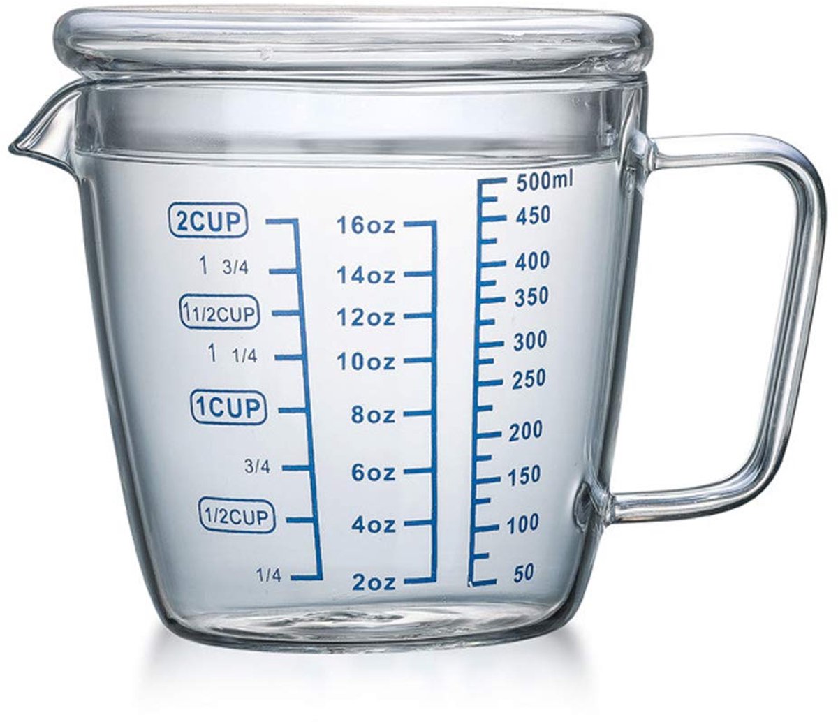 SnelShoppen - 500ml Glazen Maatbeker Magnetron Maatbeker met Deksel - Perfect voor Koken, Bakken, Keuken en Camping