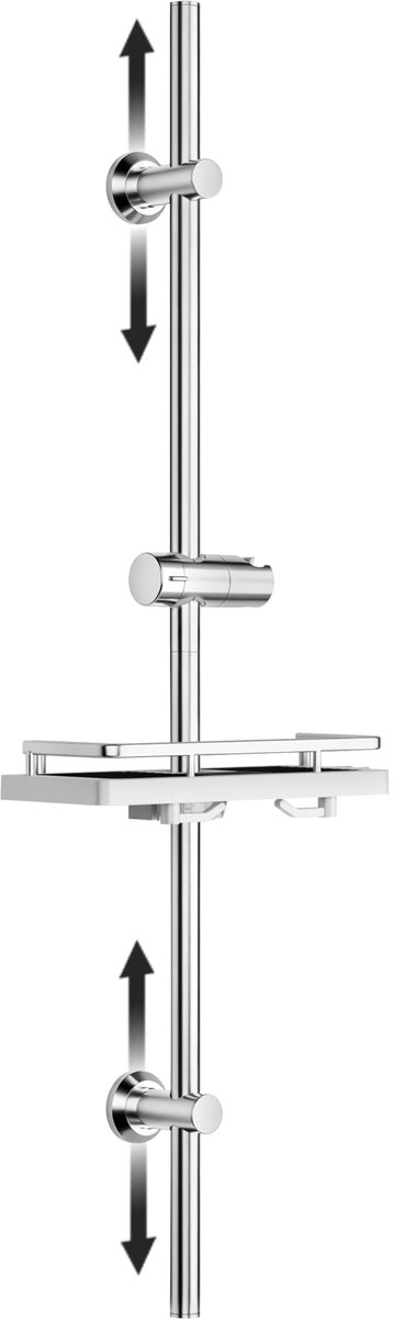SnelShoppen - Roestvrijstalen Douchestang 70 cm met Doucheplank, Douchekop en Handdoucheset, Chroom, Inclusief Messing Handdouche en Slang, Ideaal voo
