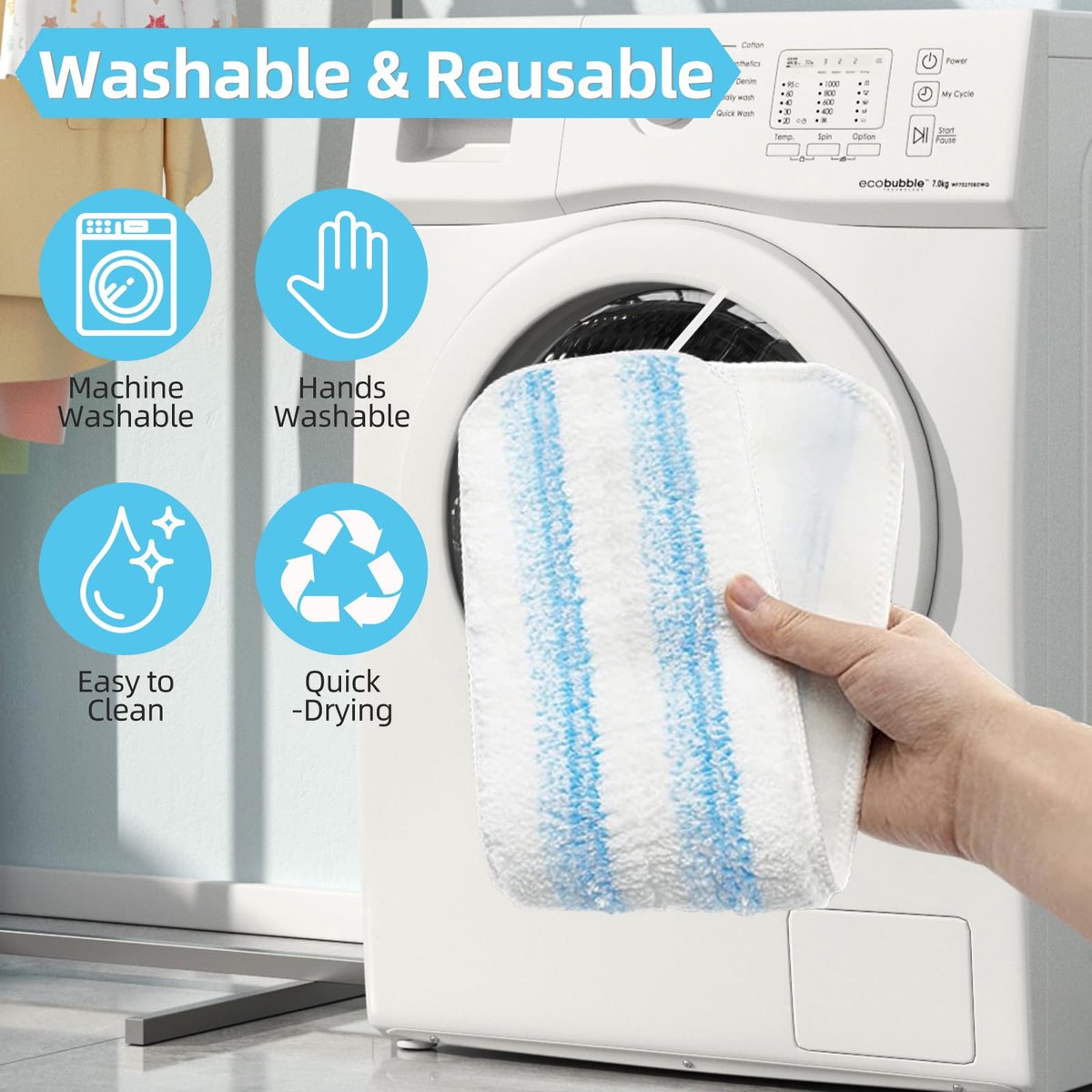 SnelShoppen - 6 Stuks Microvezel Vervangende Dweilpads voor Vloerwisser, Compatibel met H2PrO, Machinewasbaar en Herbruikbaar, Ideaal voor Keuken en H