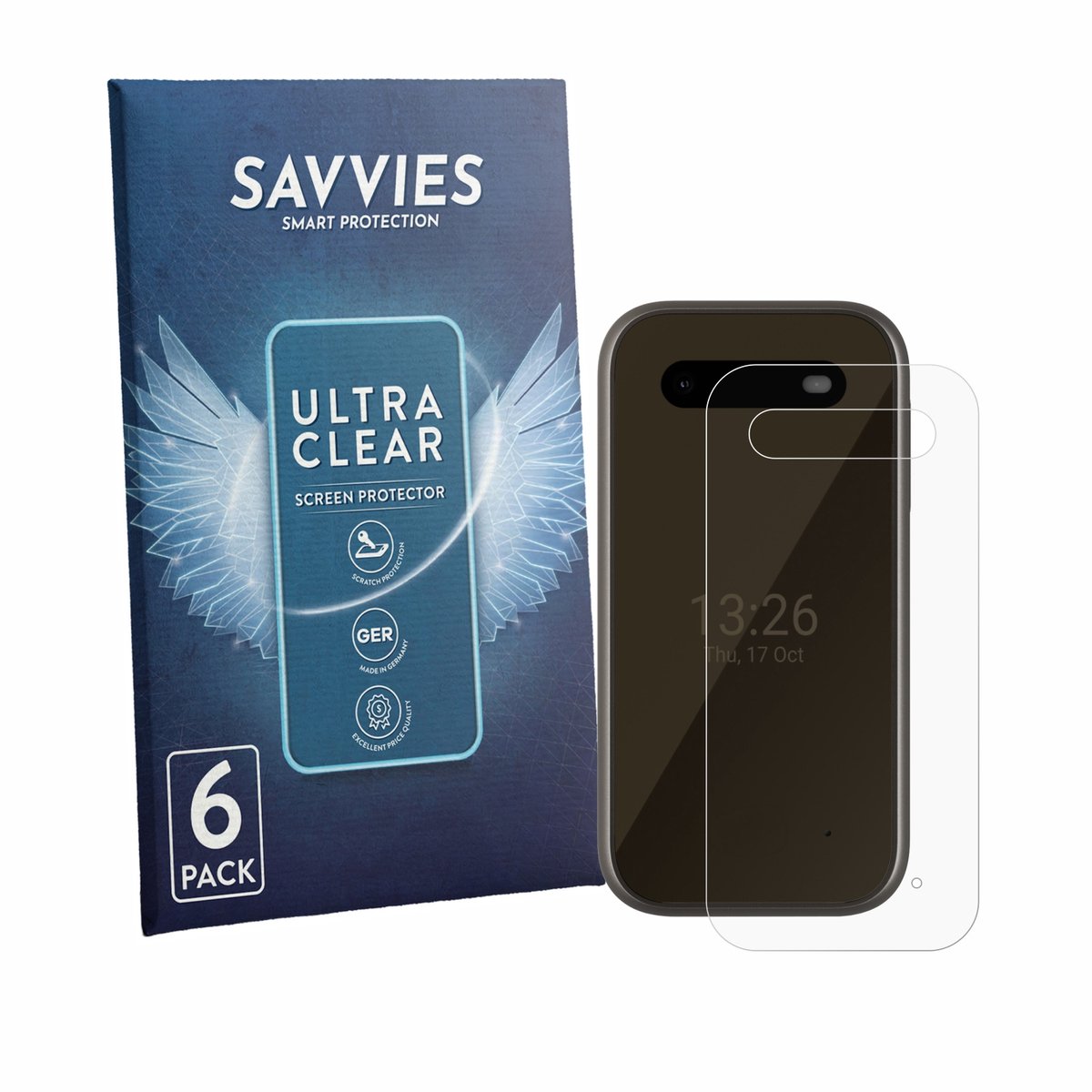 Savvies - Screenprotector voor HMD 2660 Flip 4G (Achterkant) - Folie Beschermfolie transparant 6 Stuks