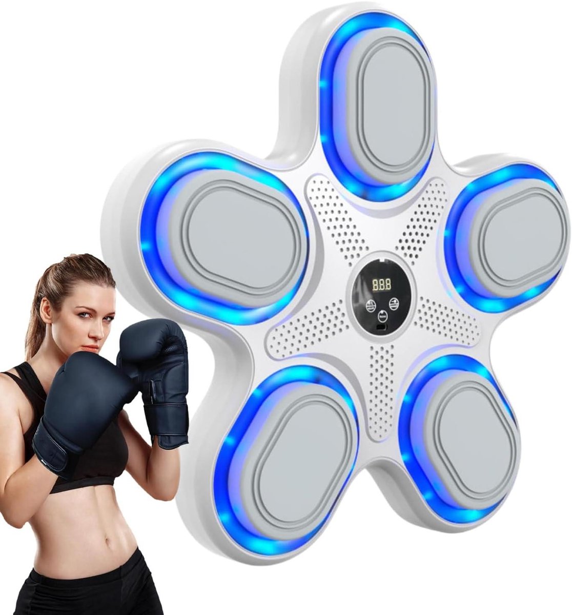 Boksmuziek Workout Machine - Ponsen Trainer - Thuis Fitness - Dynamische LED Verlichting - 6.7W cm - Wit