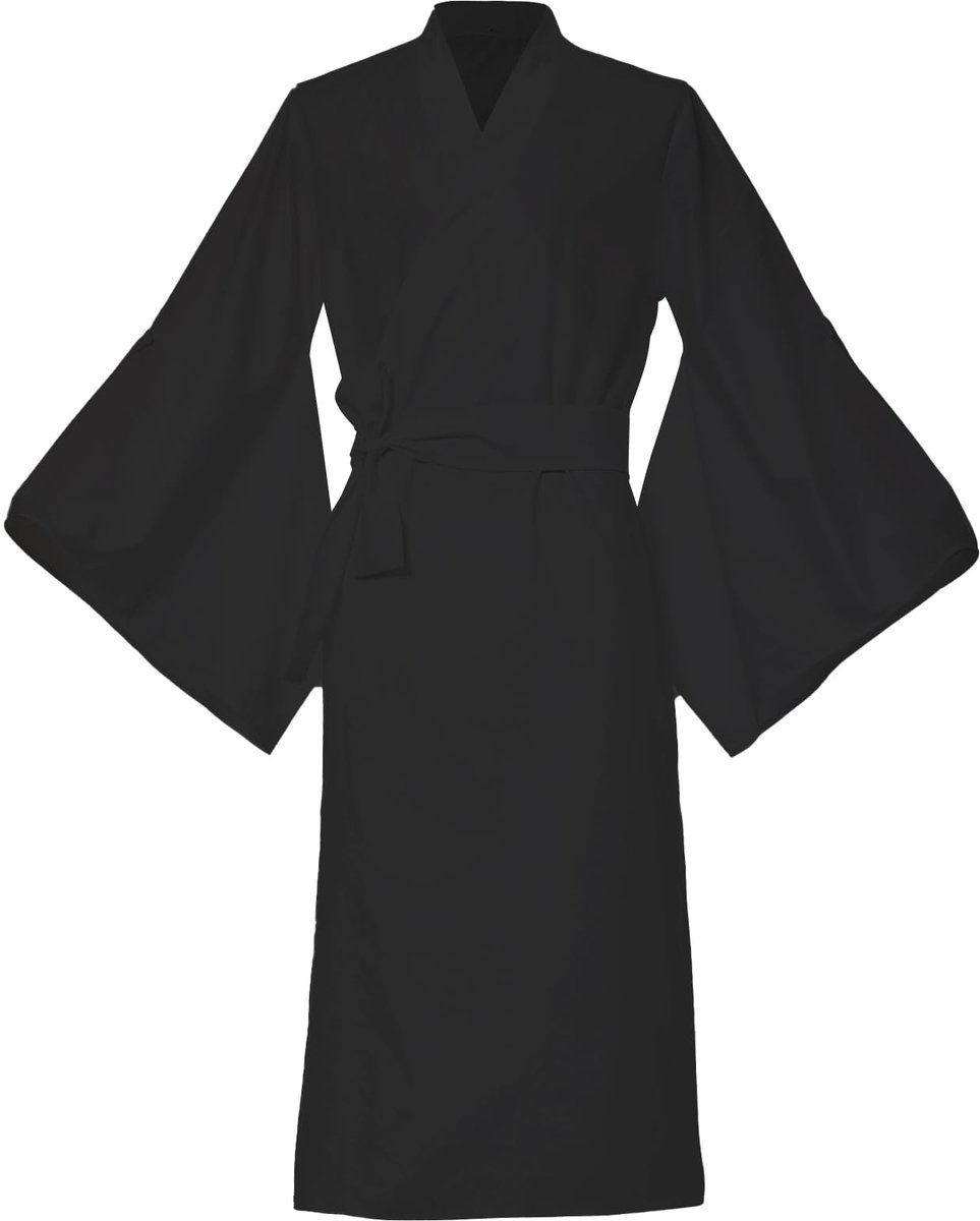 SnelShoppen - Mannen Japanse Traditionele Yukata Kimono Badjas Katoen Thuis Robe Pyjama Nachtkleding Badjas Zwart M - Comfortabele Lounge Wear voor Th