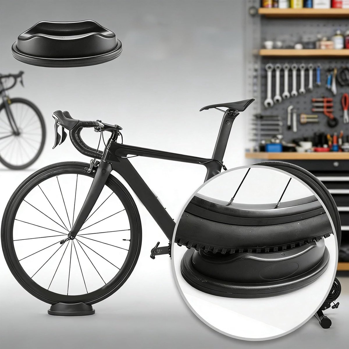 Fietstrainer Voorwielblok - Voorwielstandaard Fiets - Indoor Fietsen - Stabiele Uitlijning - 14 Inch Verhoging - Zwart