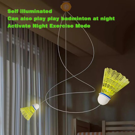 Badminton Trainingsset - Enkele Trainer Rebound Trainer - Zelf Trainen - Glow-in-the-dark Bal - 3 Stuks - Stijl 1 — afbeelding 2