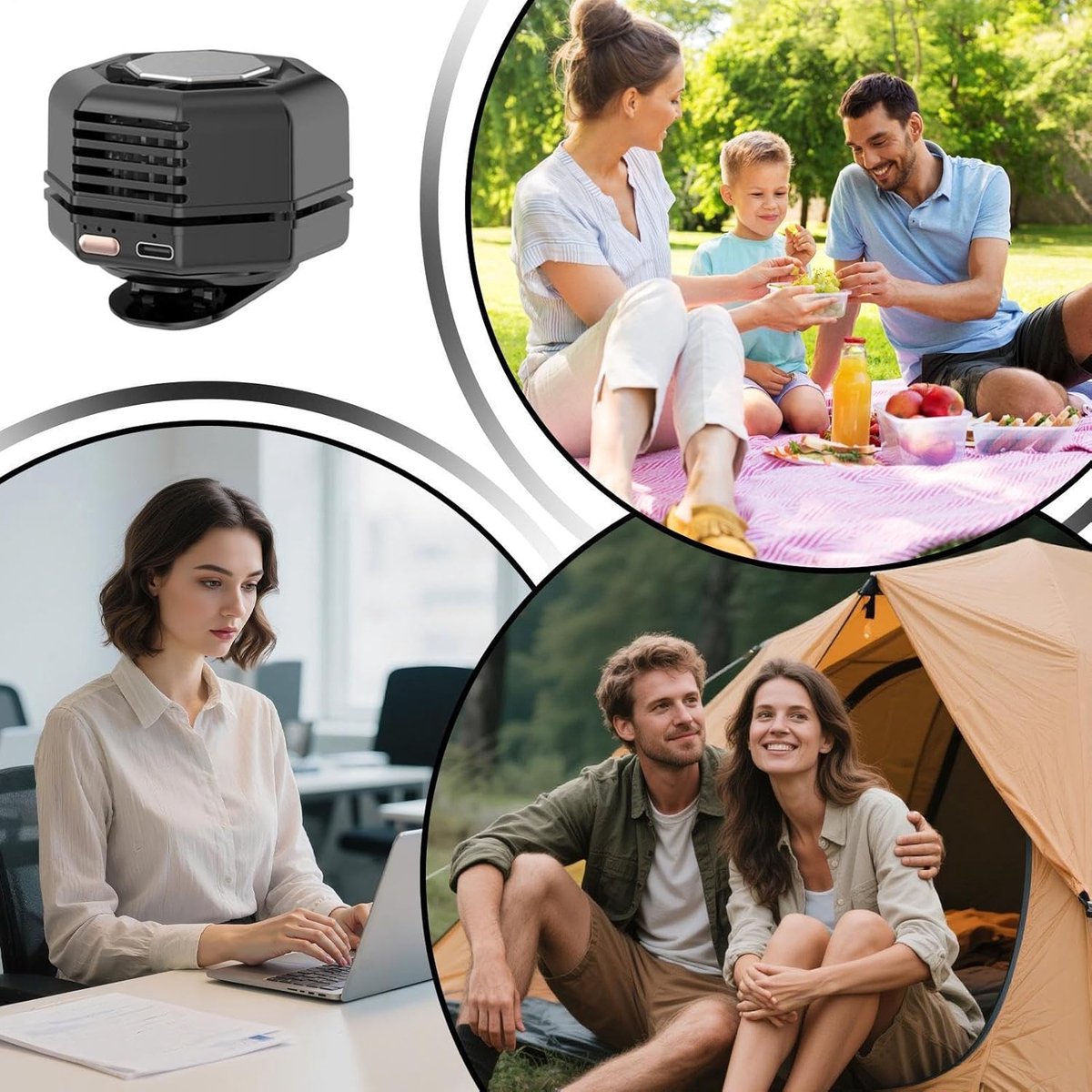 Mini Clip Fan - Draagbare Ventilator - Persoonlijke Koeling - 360-Graden Luchtstroom - 5.8 x 6.6 x 5.8 cm - Zwart