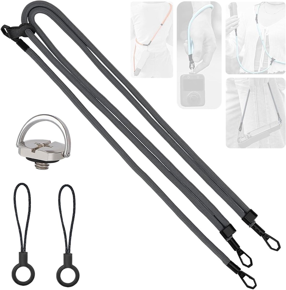 Nekband Camera - Polband Lanyard - Veilig Fotograferen - 1/4 inch Schroef - 72g - Zwart