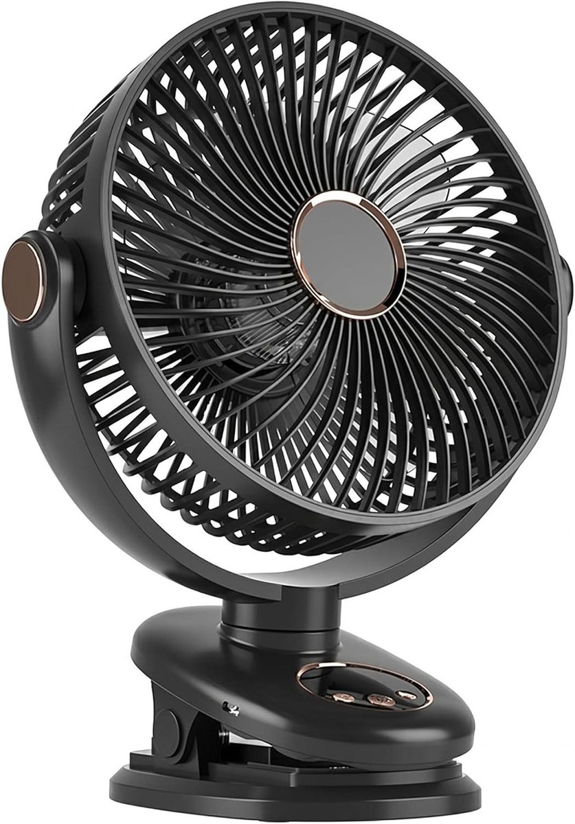 Draagbare Clip Ventilator - Bureau Ventilator Oplaadbaar - Persoonlijke Koeling - 720 Graden Rotatie - 8 Inch - Zwart