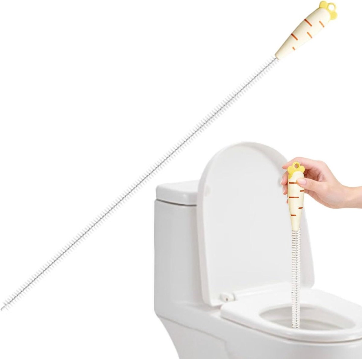 Afvoerreinigingsborstel - Ontstopper Borstel - Verstoppingen Verwijderen - Flexibele Harenverwijderaar - 75 cm - Wit