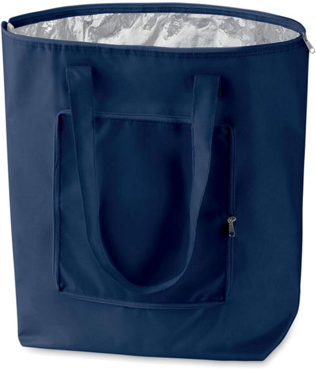 SnelShoppen - Herbruikbare Opvouwbare Koeltas 25L Marineblauw - Lichtgewicht Boodschappentas, Strandtas met Aluminium Binnenzijde, Duurzaam en Waterdi