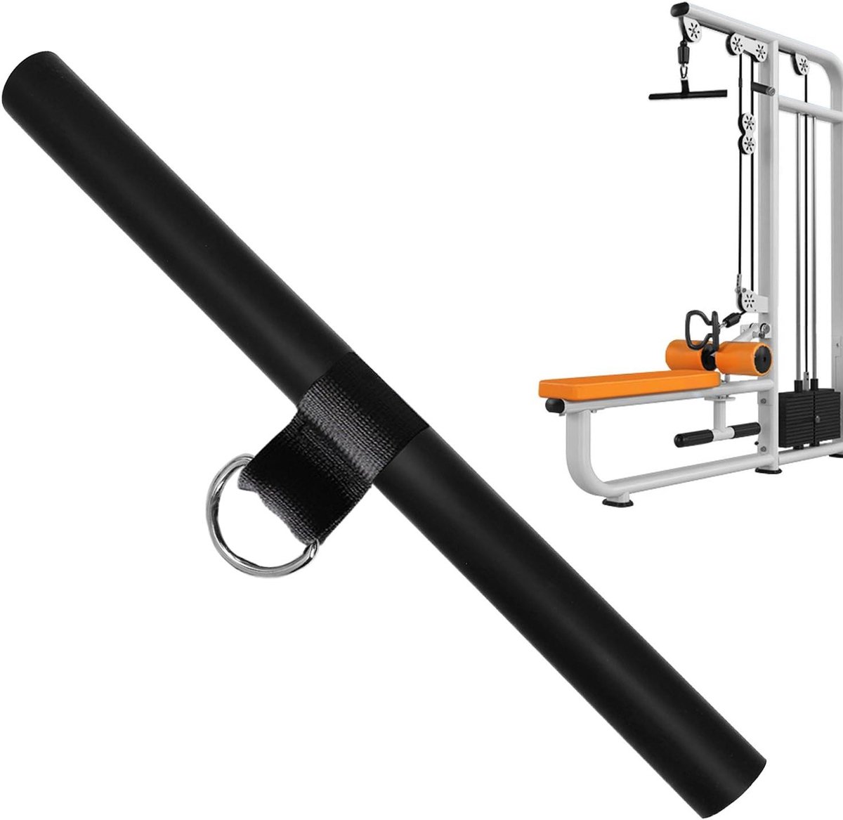 Lat Pulldown Stang - Trainingsstang Krachtstation - Krachtraining Thuis - Robuuste Stalen Constructie - 40 cm - Zwart