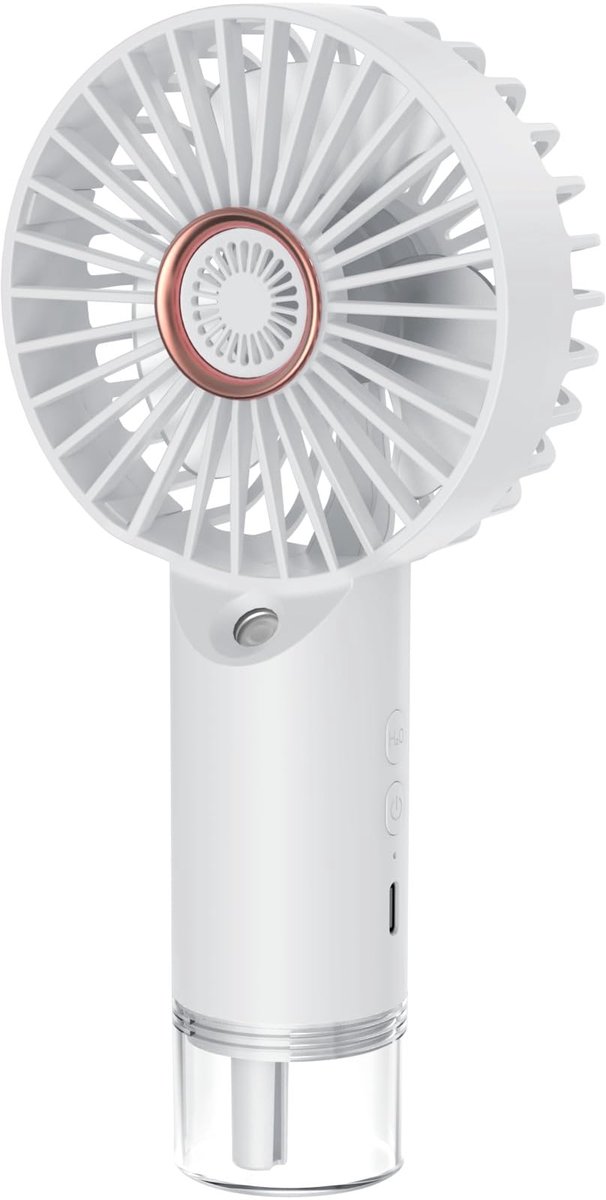 SnelShoppen - Draagbare Mini-Ventilator, Oplaadbare USB Luchtkoeler, Handheld Sproeier voor Kamperen, Kantoor, Outdoor en Reizen (Wit)