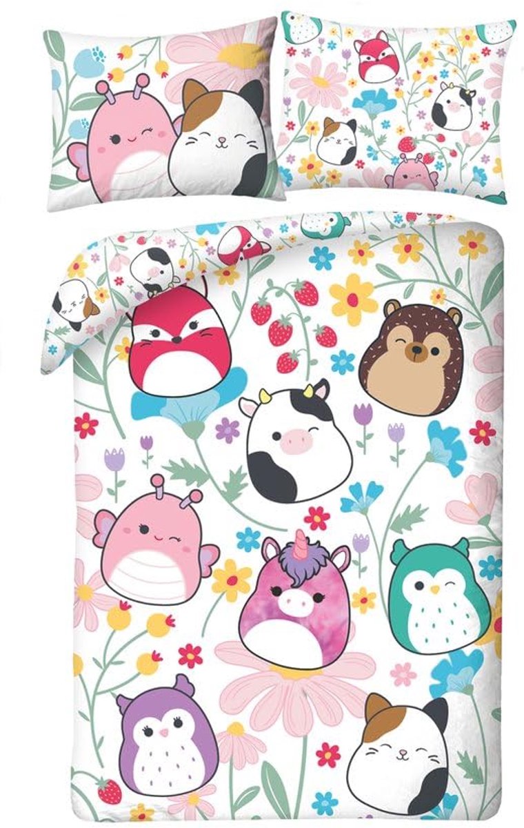 SnelShoppen - Dekbedovertrek 140 x 200 cm met Kussensloop 70 x 90 cm, Polyester Bedrukt met Kleurrijke Patronen voor Kinderen, Eenpersoonsbed, Perfect