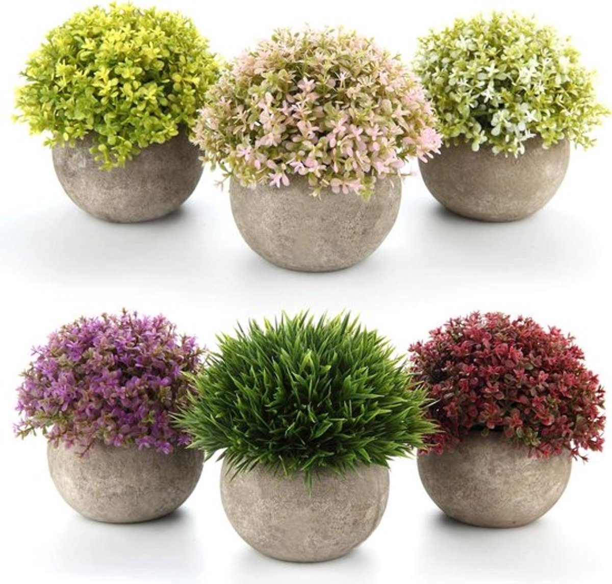 Kunstplanten met Potten - Decoratieve Nep Planten - Kleurrijke Bloemen - Thuis en Kantoor Decoratie - Set van 6