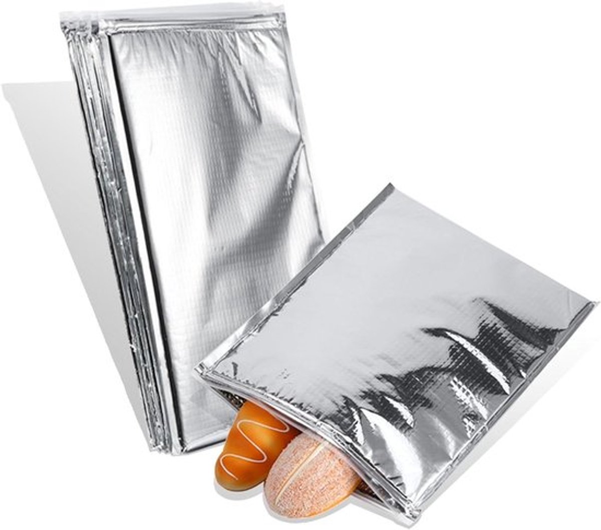 Aluminiumfolie geïsoleerde voedselopslagzakken - Voor picknick en reizen - Set van 5 stuks - Hitte-koude isolatie - Kamperen en dagelijks bewaren - Ritssluiting en antimicrobieel - 3 dikteopties