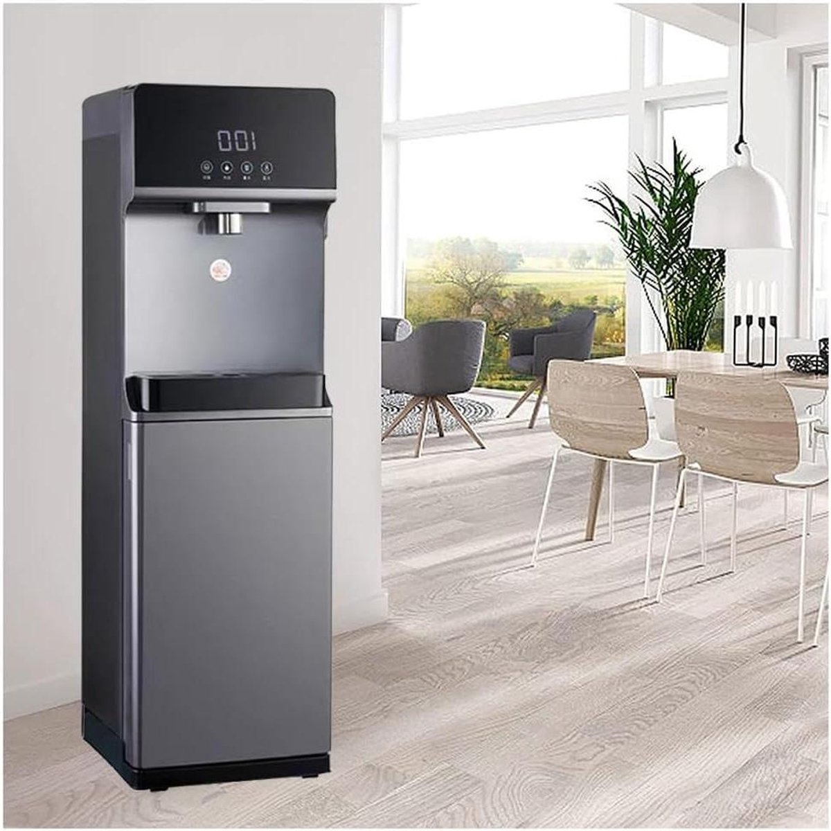 Waterkoeler Dispenser - Waterdispenser Warm Koud - Direct Water Tappen - Onmiddellijke Verwarming - 31x33x102cm - Donkergrijs