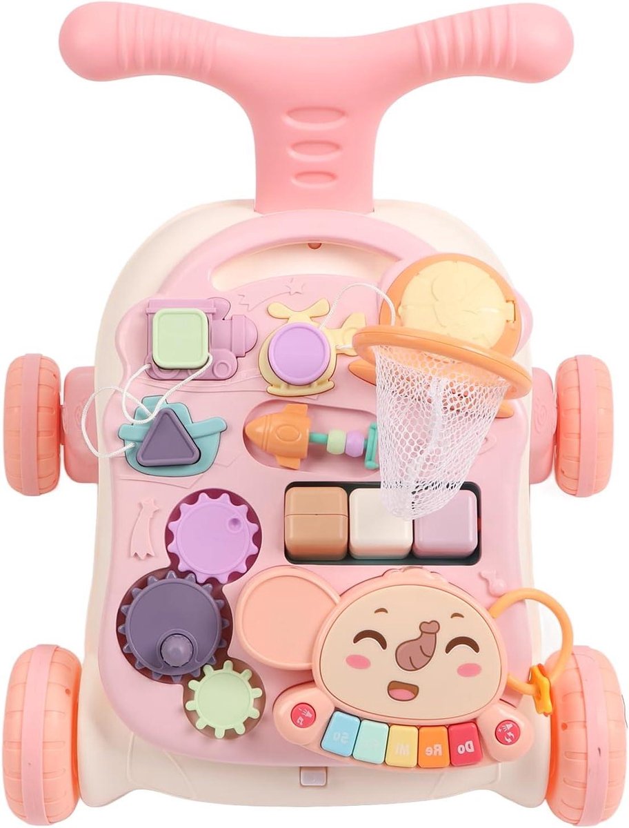 Baby Leerstoeltje - Loopstoel Kinderen - Leren Lopen - Veilige Driehoekige Basis - 46 x 34 x 14 cm - Roze