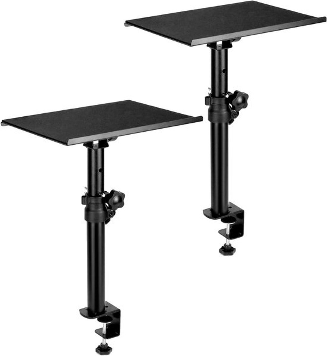 Desktop klemstatieven voor speakers en studiomonitors - kantelhoek +/-15° - hoogte verstelbaar - draagvermogen 30 kg