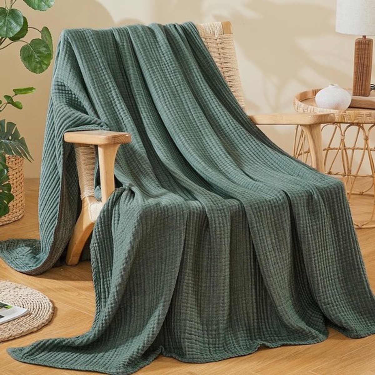 Mousseline Deken 127 x 177 cm - 4-laags Katoen - Zachte Zomerdeken - Knuffeldeken - Oeko-Tex 100 - Tijdloos Design