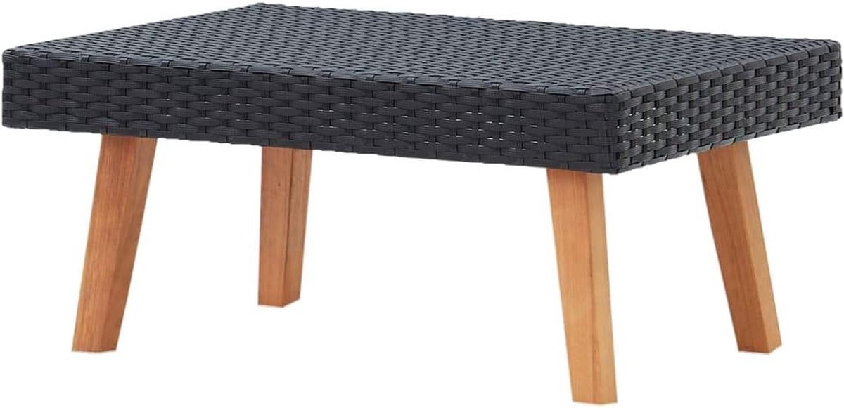 Salontafel Polyrotan - Tuinmeubel Tafel - Buiten Ontspannen - Onderhoudsvriendelijk Oppervlak - 70 x 50 x 33 cm - Zwart