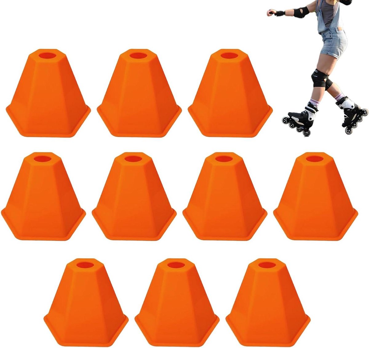 Trainingspylonen - Marker Kegels - Sport Training - Hoge Zichtbaarheid - 10 stuks - Oranje