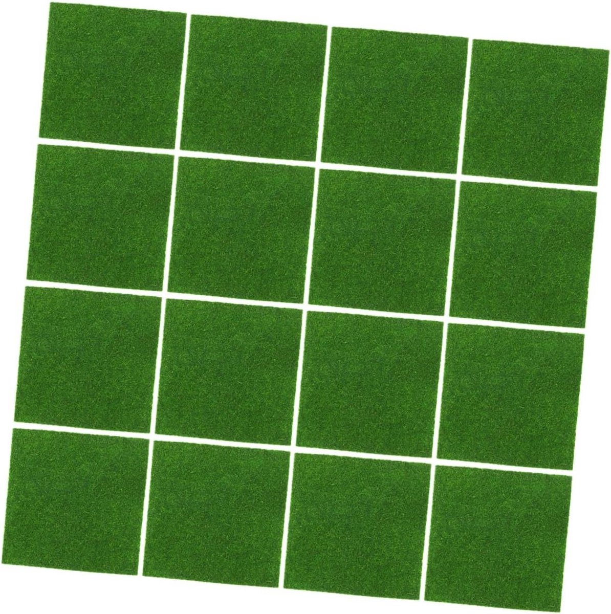 Kunstgras Matten - Nep Gras Decoratie - Micro Landschap Maken - Realistische Textuur - 16 Stuks 15x15cm - Groen