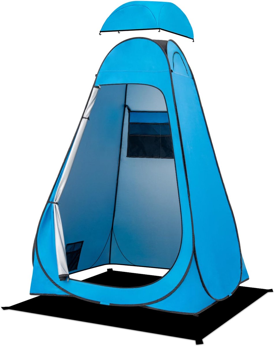 SnelShoppen - Pop-up Toilettent Draagbare Douchetent Privacywisseltent Campingtoilettent Waterdicht UPF 50+ 120x120x190 cm Blauw voor Strand en Wandel