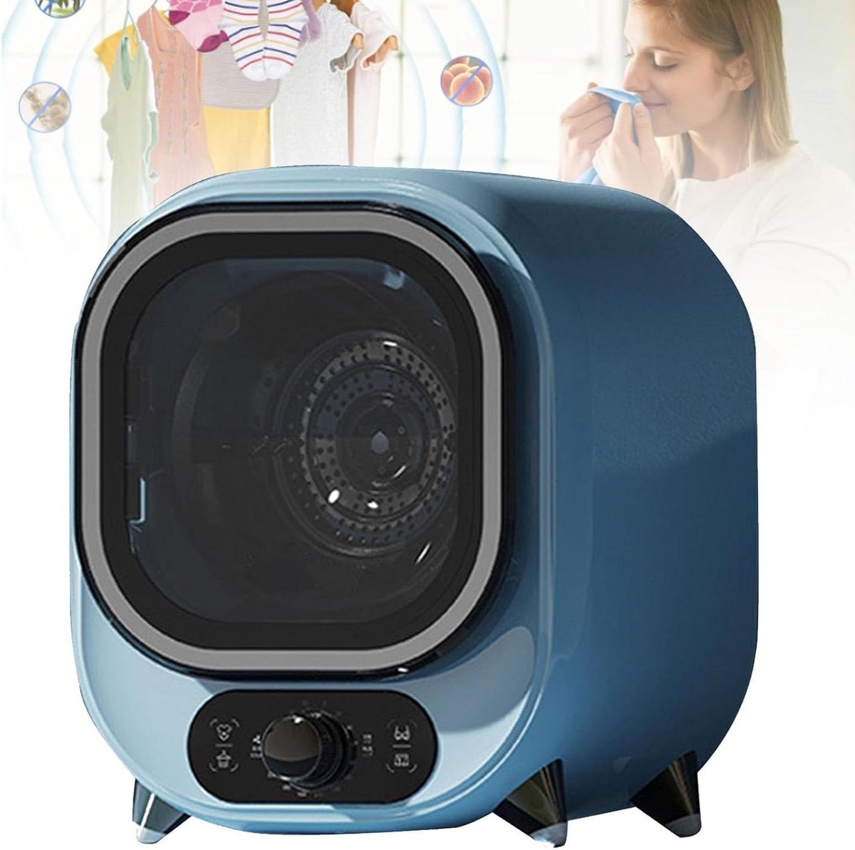 Draagbare Wasdroger Condensdroger Keuken Kleding Drogen 0.8 kg Capaciteit 38 cm Hoog Blauw
