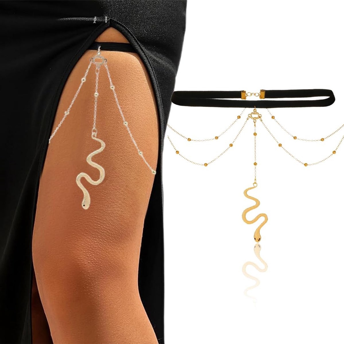Dailygoods- Lichamssieraden - Slanghanger - Beenketting - Dijbeenketting - Zomer - Strand - Hoogwaardige legering/kristal