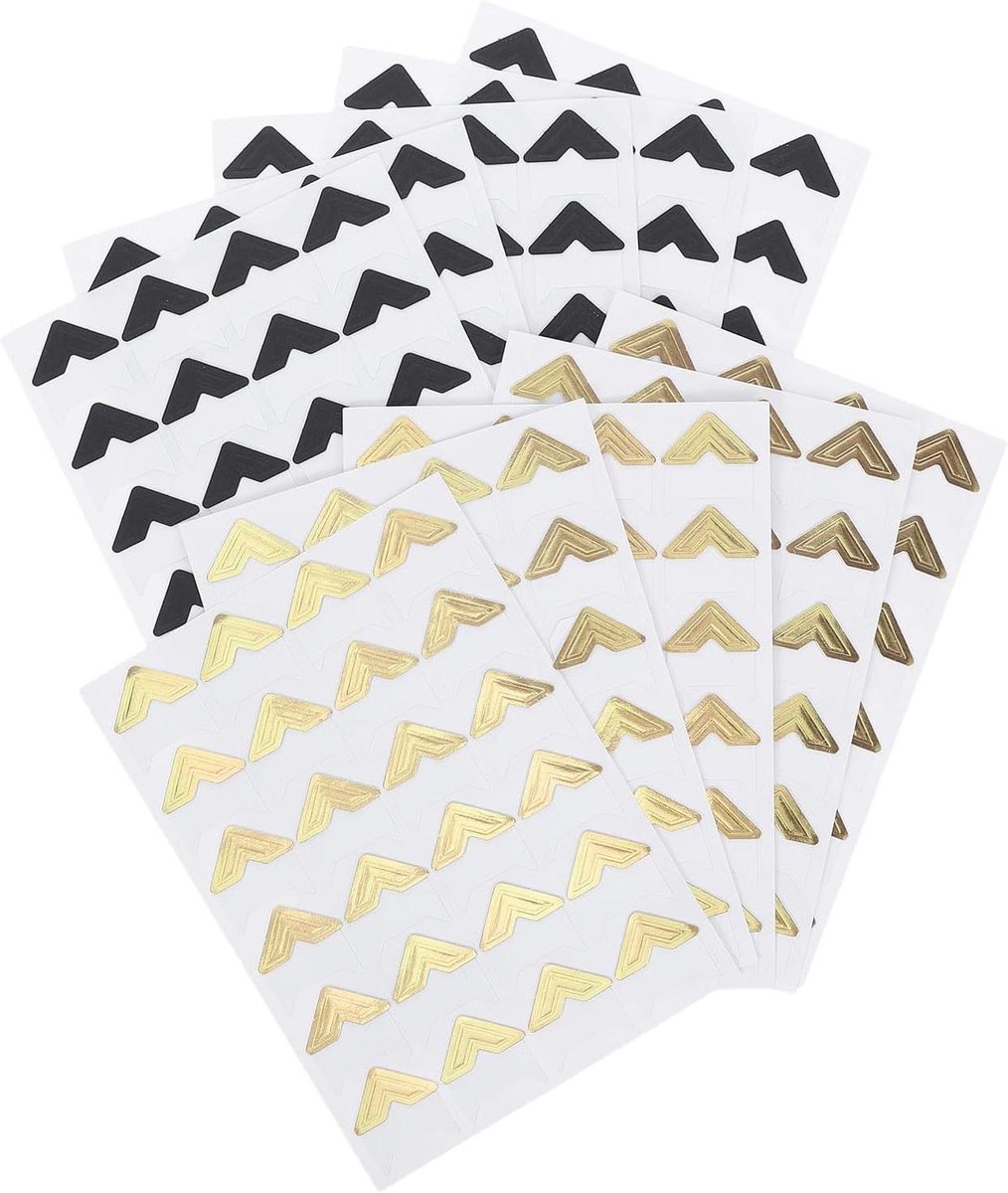 Zelfklevende Fotohoeken - Papierhoekstickers Album - Scrapbook Journaling - Zuurvrij Archiefkwaliteit - 10 Stuks - Wit Goud Zwart